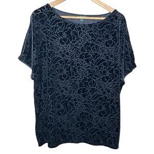 🩷 Lauren Ralph Lauren Women XL Velvet BurntOut Floral Scoop neck Short Sleeve
